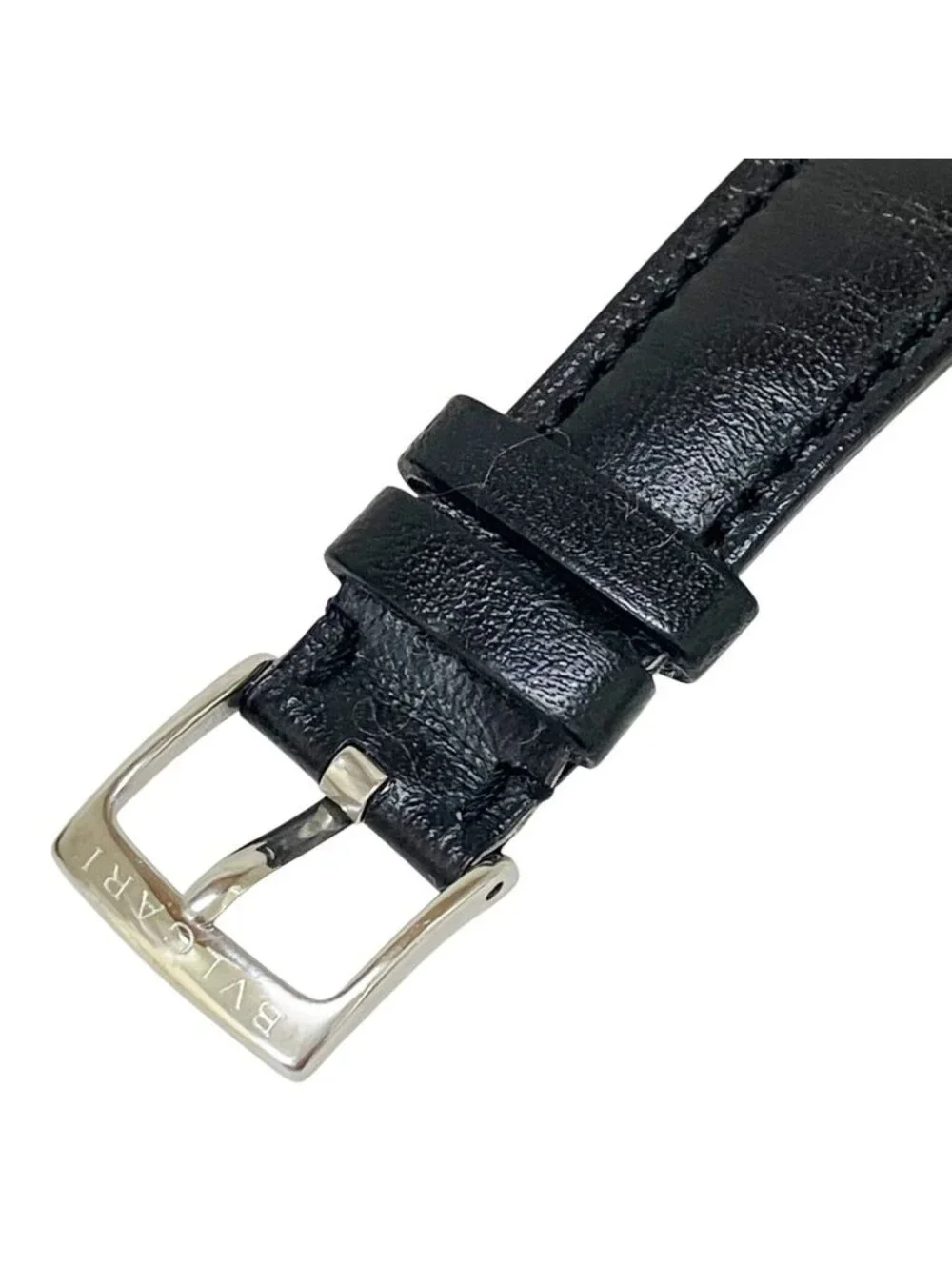 Bvlgari Solo Tempo Watch SS Leather Quartz Silver Dial